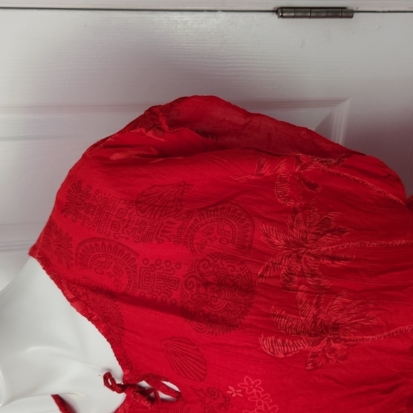 Cabali Red Floral Cover Up - Picture 7 of 13